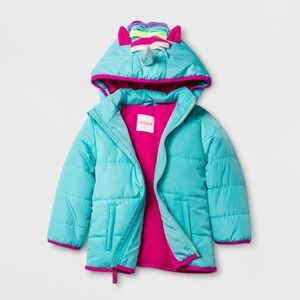 Toddler Girls' Unicorn Hood Puffer Jacket